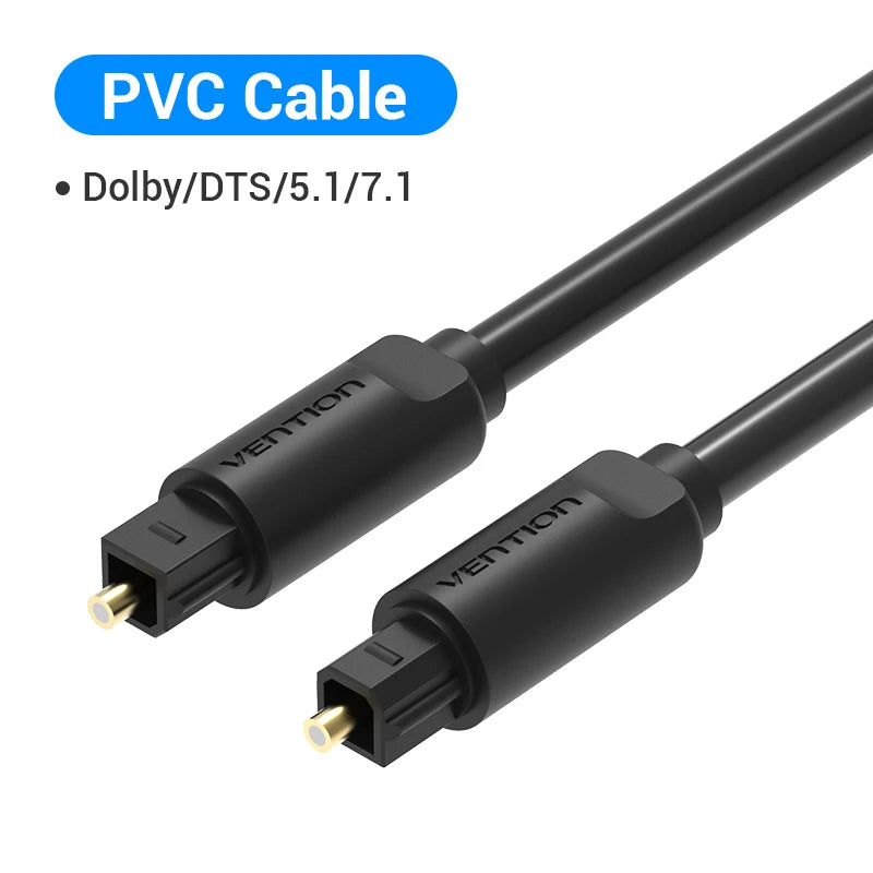 Vention Digital Optical Audio Cable – Toslink SPDIF Coaxial, 1m/2m for Amplifiers, Blu-ray, Xbox 360, PS4, Soundbar Fiber Cable