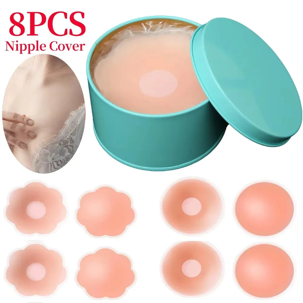 Reusable Silicone Nipple Covers - Invisible Strapless Breast Petals and Adhesive Bra Lift Pads for Women