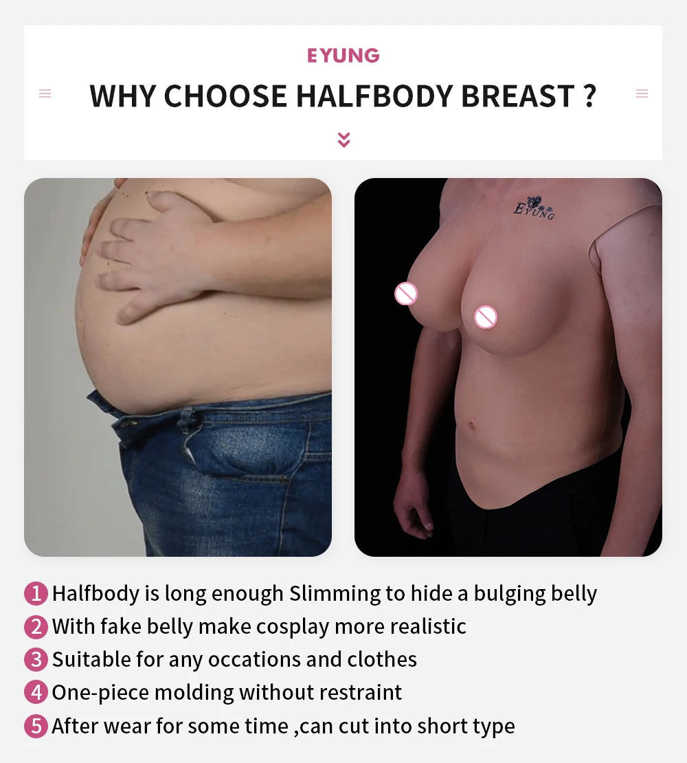 Eyung Silicone Fake Breasts – H Cup Crossdresser & Transgender Bodysuit Breastplate