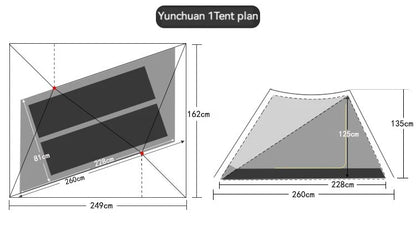 ASTA GEAR Yun Chuan 15D Nylon Ultralight Tent – Double-Sided Silicon-Coated, Rodless Pyramid Design for Camping & Hiking