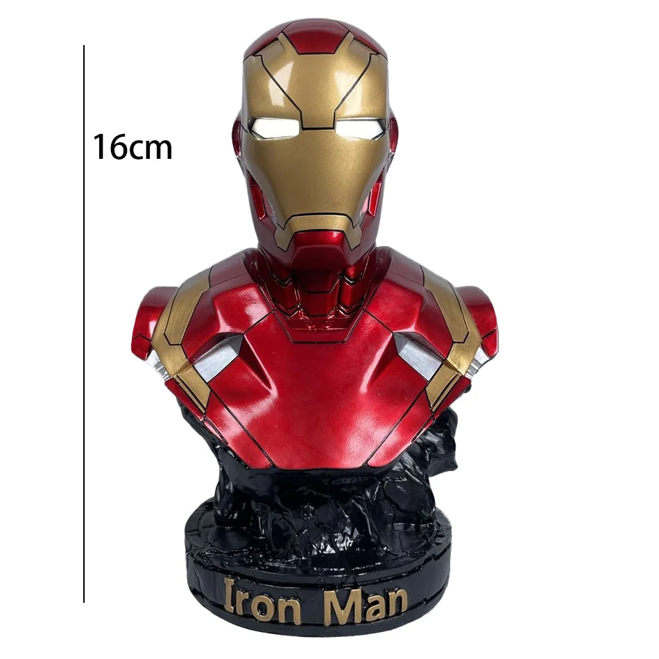 16CM Iron Man Panther Bust - Marvel Avengers Anime Figure Statue, Large Resin Living Room Ornament, Collectible Gift Toy