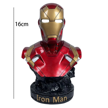 16CM Iron Man Panther Bust - Marvel Avengers Anime Figure Statue, Large Resin Living Room Ornament, Collectible Gift Toy