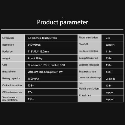 S85 Portable Language Translator Device — 138 Languages, Offline Translation, Voice & Video Recording Support