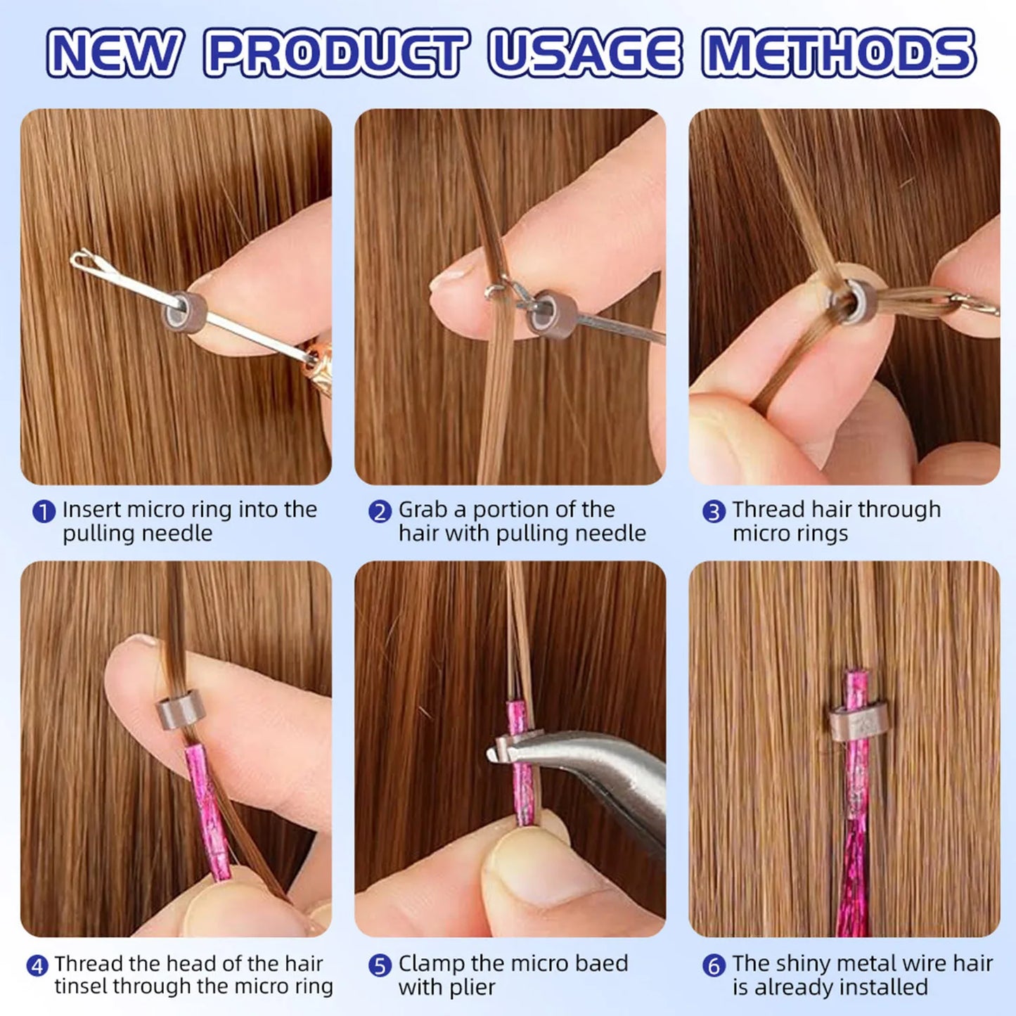 50PCS I-Tip Glitter Hair Extensions - Synthetic Fairy Tinsel Hair Strands for Women & Girls Party Hair Accessories