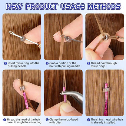 50PCS I-Tip Glitter Hair Extensions - Synthetic Fairy Tinsel Hair Strands for Women & Girls Party Hair Accessories