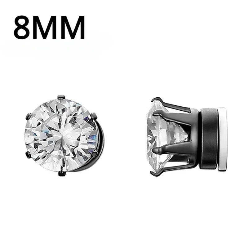 Crystal Magnetic Ear Studs – Punk Round Zircon Non-Piercing Earrings for Men & Women