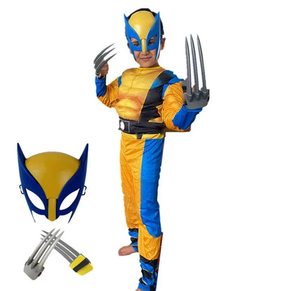 Kids Wolverine Cosplay Costume – Luxury Mask & Jumpsuit for Halloween, Christmas, New Year, Superhero Role Play
