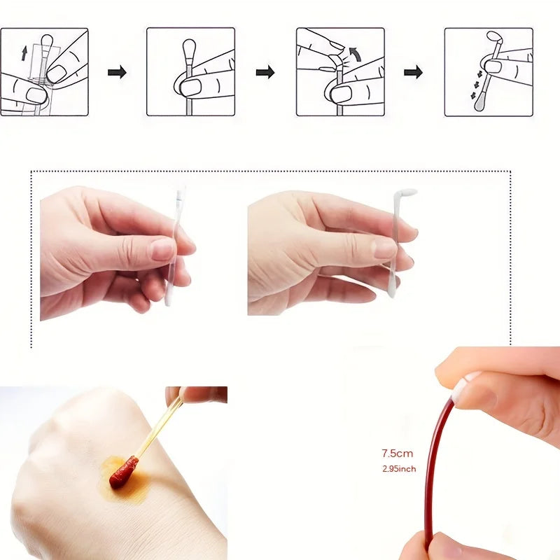 50/100-Piece Disposable Alcohol and Iodine Cotton Swabs – Portable Cleaning Sticks for Skin Care, Hygiene, and First Aid