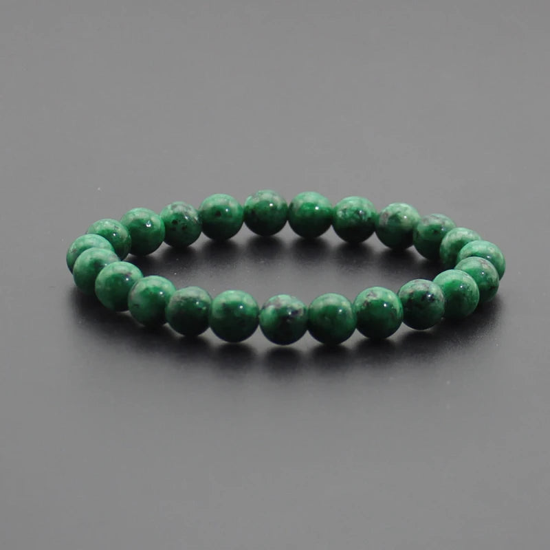 8mm Natural Stone Beaded Bracelet - Black Onyx Lava Tiger Eye Agate Quartz Chakra Yoga Energy Jewelry for Men & Women