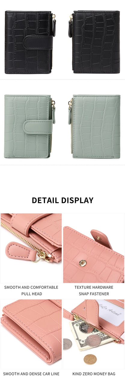 2024 New Minimalist Women’s Wallet — High-Quality PU Leather Short Coin Purse, Fashionable Double-Fold Zero Wallet Holder