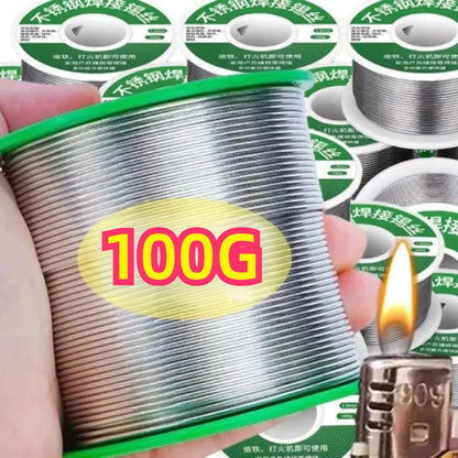 100/50g No-Solder Soldering Rods – Low-Temperature Easy-Melt Silver Welding Wire, Universal Cored Weld Rod