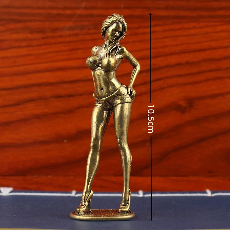Solid Copper Bikini Woman Figurine Statue – Sexy Beauty Model Collectible Ornament Gift for Men & Home Decor Display
