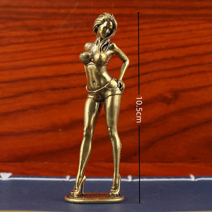 Solid Copper Bikini Woman Figurine Statue – Sexy Beauty Model Collectible Ornament Gift for Men & Home Decor Display