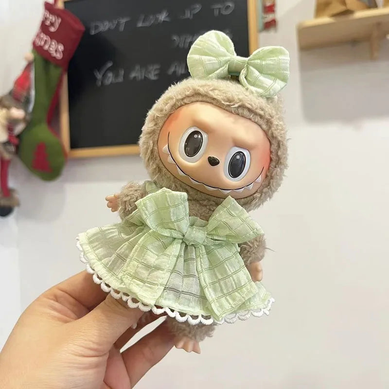 17cm Mini Plush Doll Clothes Set – Kpop EXO Labubu Idol Doll Shark Onesie & Accessories, DIY Girl Gift