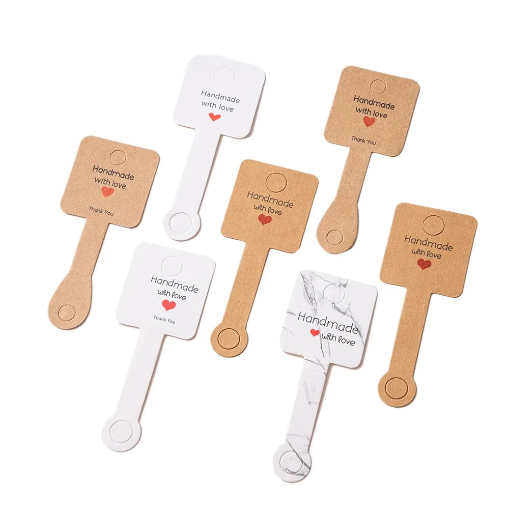 50PCS Self-Adhesive Display Card — 4x10cm Price Tags for Bracelets, Keychains & Jewelry Packaging, Small Business Labels