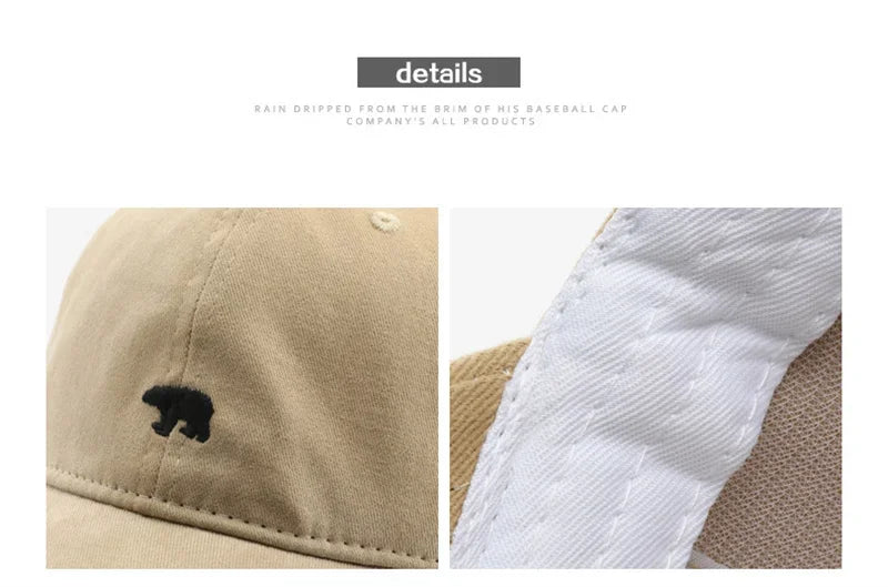 Spring Summer Polar Bear Embroidery Baseball Cap – Unisex Cotton Snapback Sun Hat