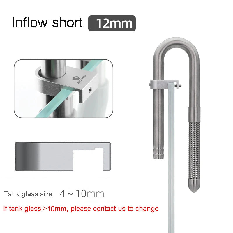 AQUAPRO Mini Stainless Steel Skimmer – Inlet & Outlet Pipes for Aquarium Fish Tanks, Filtro Accessories