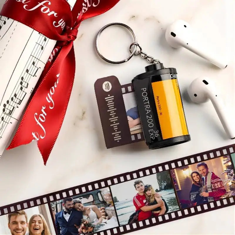 HIBODY Time Film Album Spotify Keychain — Creative Valentine's Day, Birthday, Graduation Gift & Commemorative Ornament
