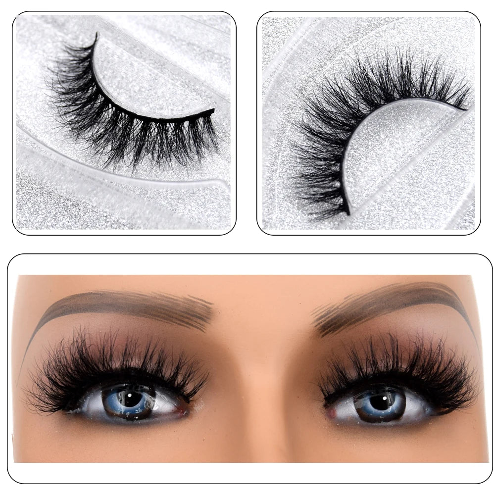 3D Real Mink False Eyelashes – Thick Handmade Strip Lashes with Glitter Packing for Makeup Beauty D101
