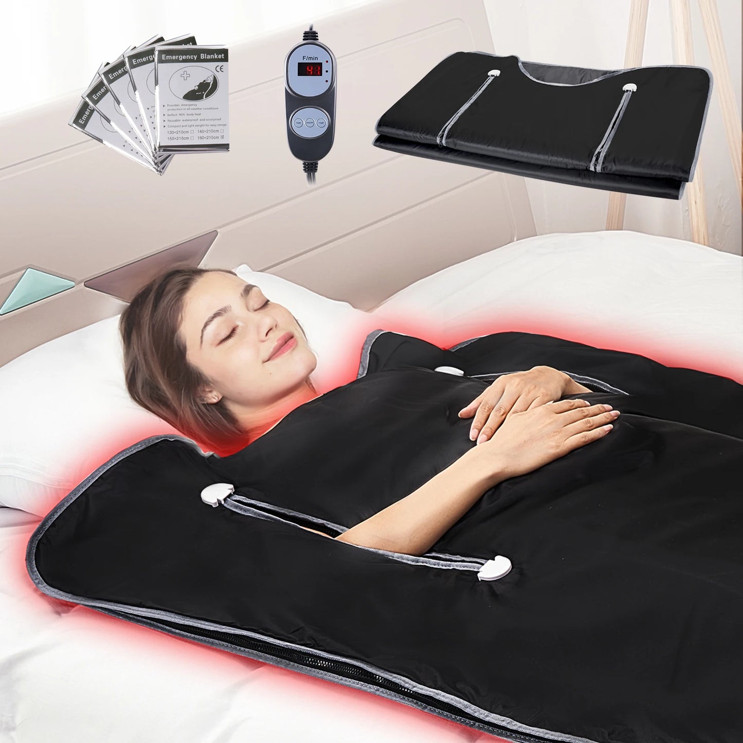 VEVOR Portable Sauna Blanket for Detox – Far Infrared Sauna for Home Relaxation, Adjustable Temperature & Timer