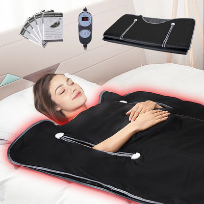 VEVOR Portable Sauna Blanket for Detox – Far Infrared Sauna for Home Relaxation, Adjustable Temperature & Timer