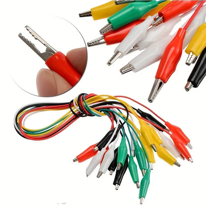 10PCS Alligator Clips Set - Electrical DIY Test Leads, Double-Ended Crocodile Clips & 46CM Jumper Wire