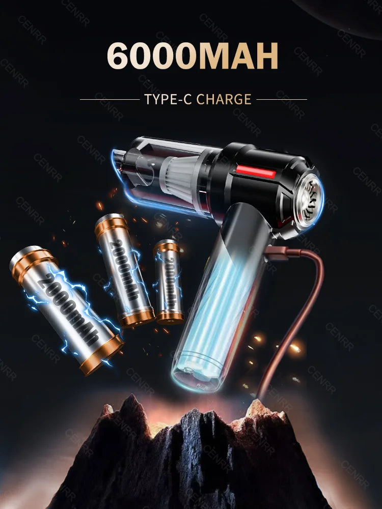 CENRR Mini Car Vacuum Cleaner – 99800PA Powerful Cordless Handheld Blower for Home & Car Cleaning