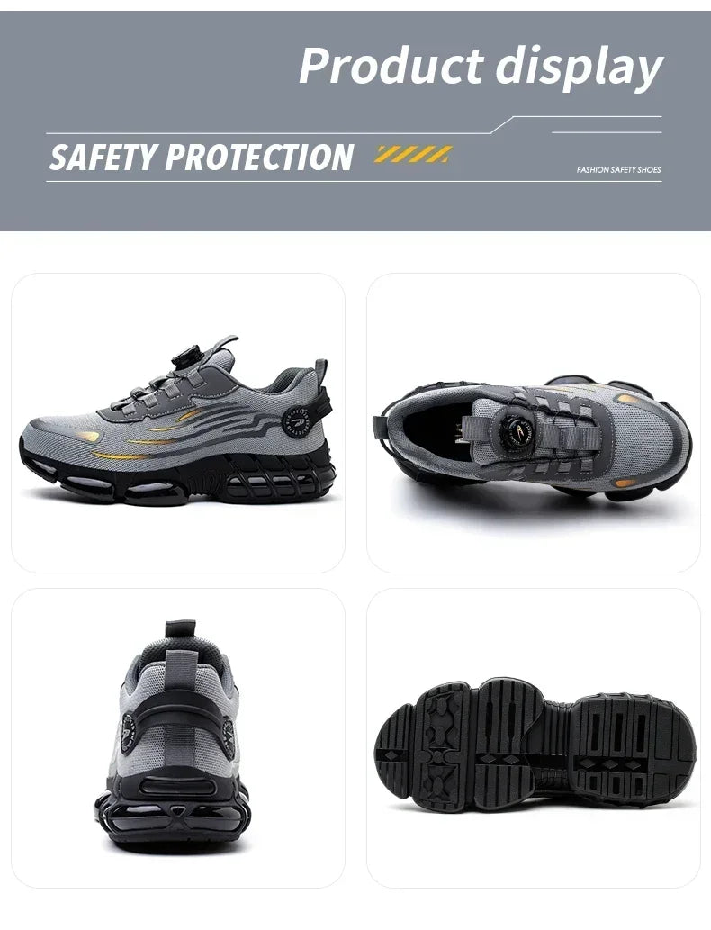 Rotating Button Safety Shoes for Men – Anti-Smash, Anti-Puncture Work & Security Protective Boots, Fashion Sport Design