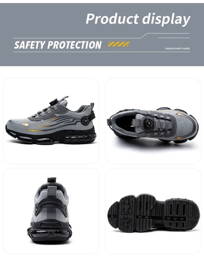 Rotating Button Safety Shoes for Men – Anti-Smash, Anti-Puncture Work & Security Protective Boots, Fashion Sport Design