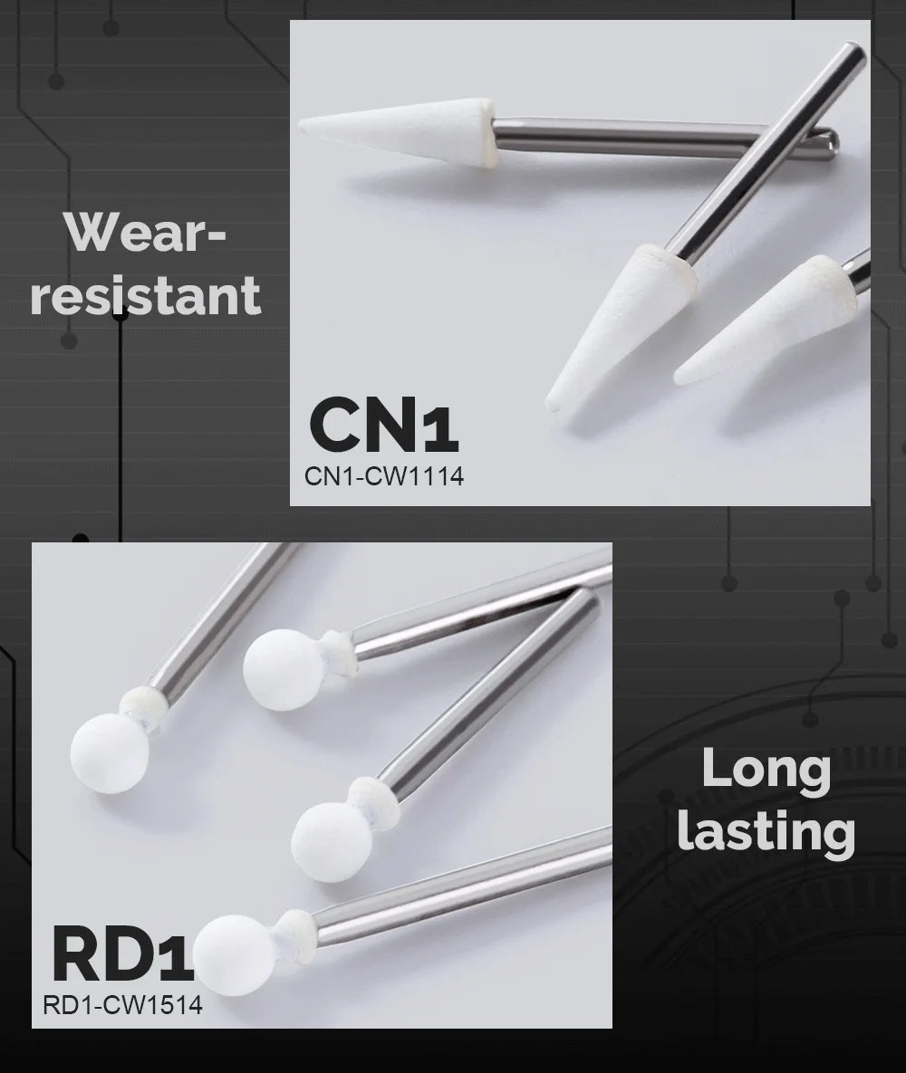 AZDENT White Stone Polishing Burs Kit – Flame, Cone & Round Shapes for Porcelain, Enamel & Composite Resin