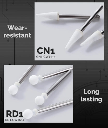 AZDENT White Stone Polishing Burs Kit – Flame, Cone & Round Shapes for Porcelain, Enamel & Composite Resin
