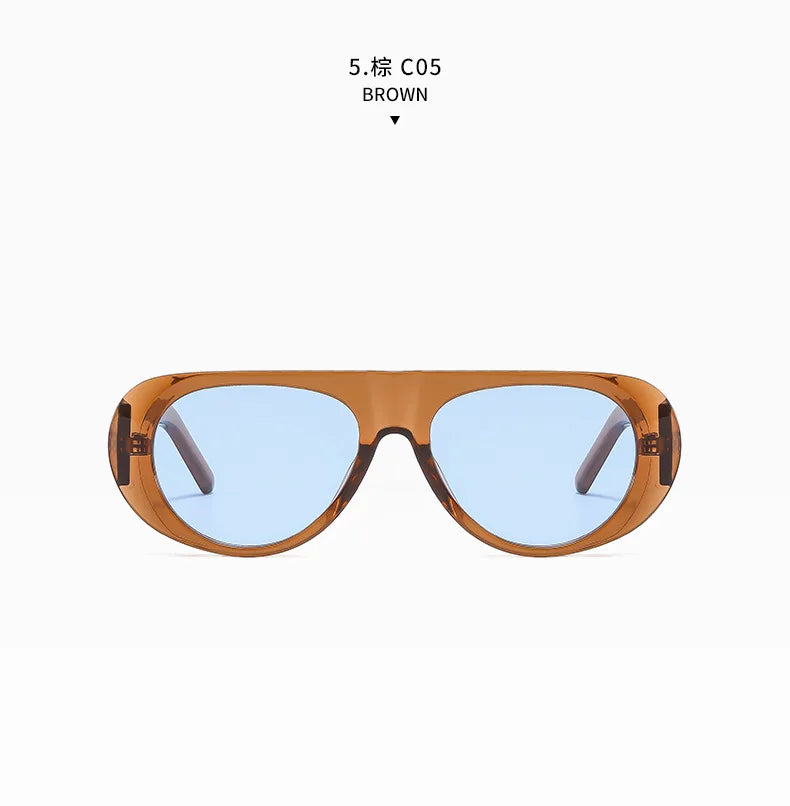 Fashion Retro Oval Large Frame Sunglasses — Minimalist Design UV-Resistant Eyewear for Women