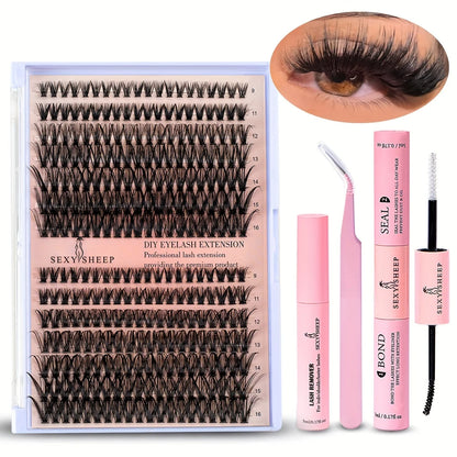 DIY Lash Extension Kit – 280pcs Individual Cluster Lashes (9-16mm, 40D-80D) with Bond, Seal & Remover