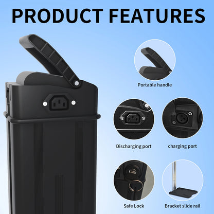 48V E-Bike Battery - 12Ah–25Ah Rechargeable Battery with 3A Charger & Safety Lock