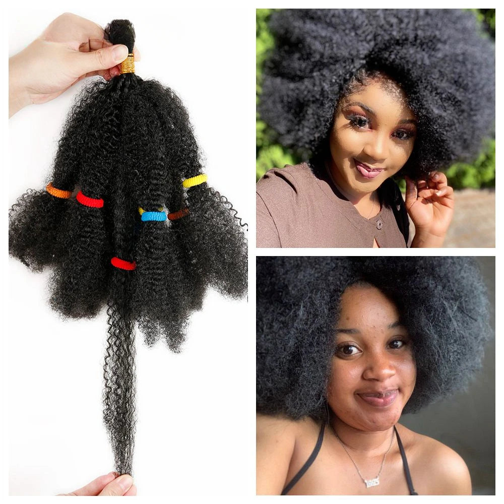 Afro Kinky Bulk Crochet Braiding Hair - Short 12" Synthetic Hair Extensions for African American Women