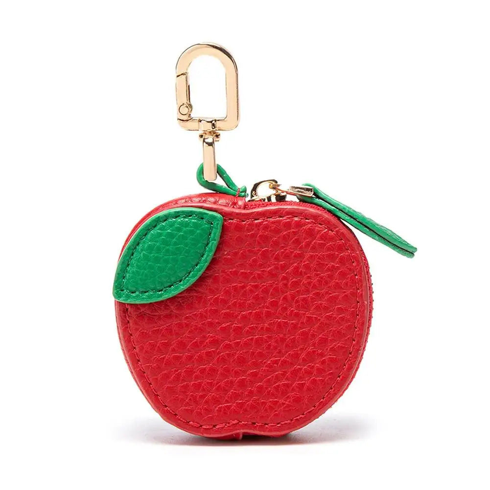 Cute Fruit-Shaped Leather Coin Purse – Mini Zipper Wallet & Earphone Bag Keychain Pendant for Women & Girls Gift
