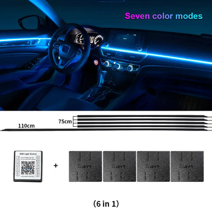 14/18 in 1 RGB LED Car Ambient Light - Acrylic APP Controlled Interior Atmosphere Lamp Kit with 64/213 Colors for One & Dual Zone Lighting