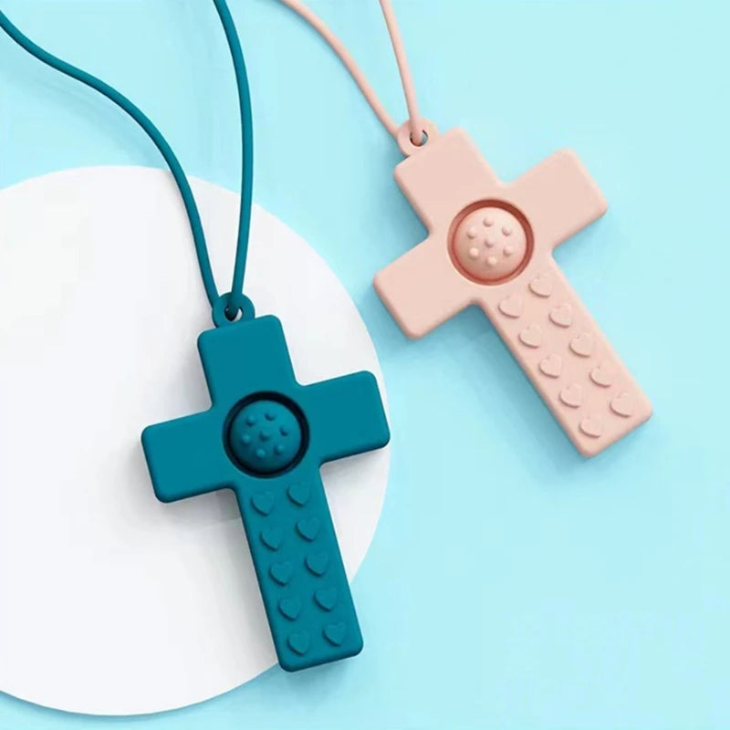 BPA-Free Silicone Baby Teether – Cartoon Sensory Chew Pendant Necklace for Newborns, Autism & ADHD Teething Care