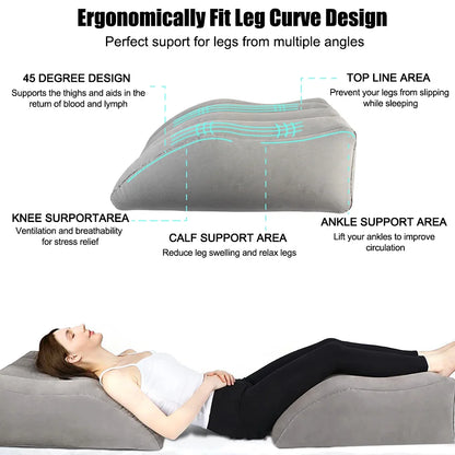 Inflatable Leg Pillow: Portable Wedge Pillow for Travel, Camping, Sleeping - Foot Elevation & Knee Cushion PVC - Leg Pillows for Comfort