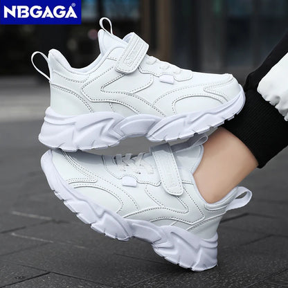 Kids Sport Casual Shoes — Leather Sneakers for Girls & Boys (Ages 5-16), Outdoor Running, Soft Sole, Anti-Slip Walking Footwear