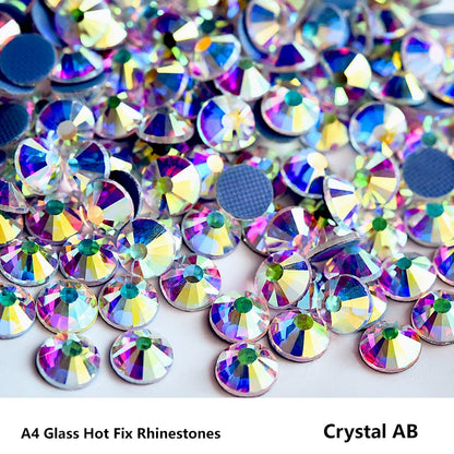 Bobohoo HotFix Crystal Rhinestones SS6-SS30 – Glitter Iron-On Strass Gems for Clothing, Dresses & DIY Crafts