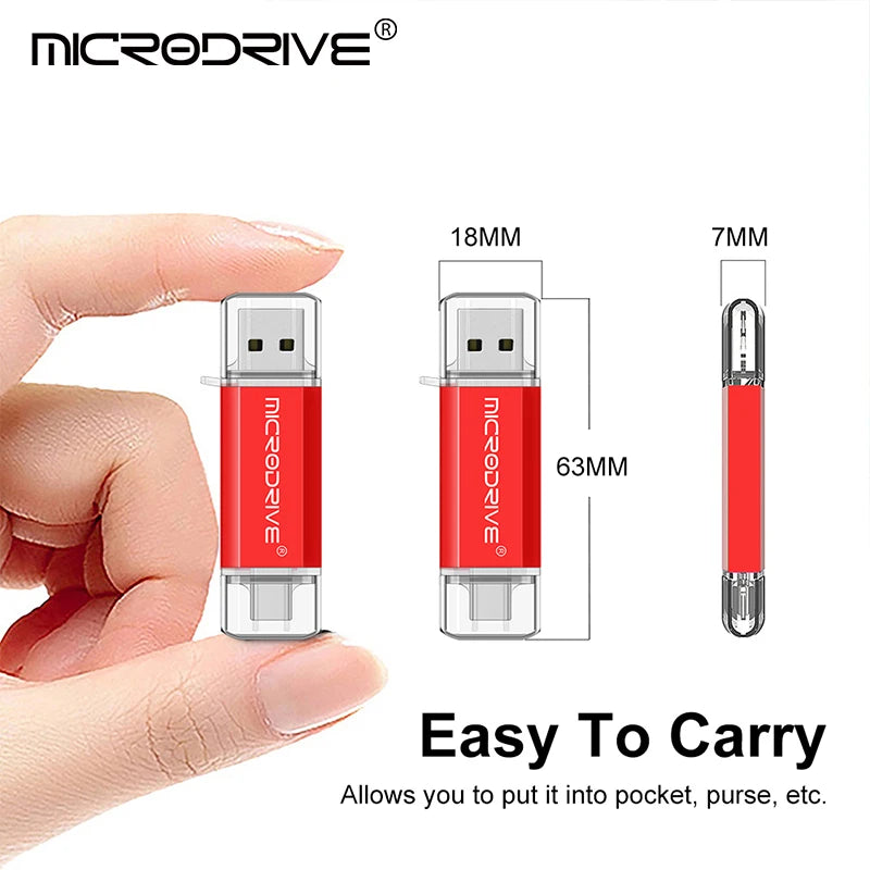 Type C OTG USB Flash Drive - High Speed USB 2.0 Memory Stick 4GB 8GB 16GB 32GB 64GB 128GB for Type-C Devices