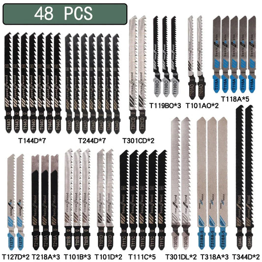 T-Shank Jigsaw Blade Set - 10/20/35/48PCS HCS Saw Blades for Wood Plastic Metal Cutting Tools