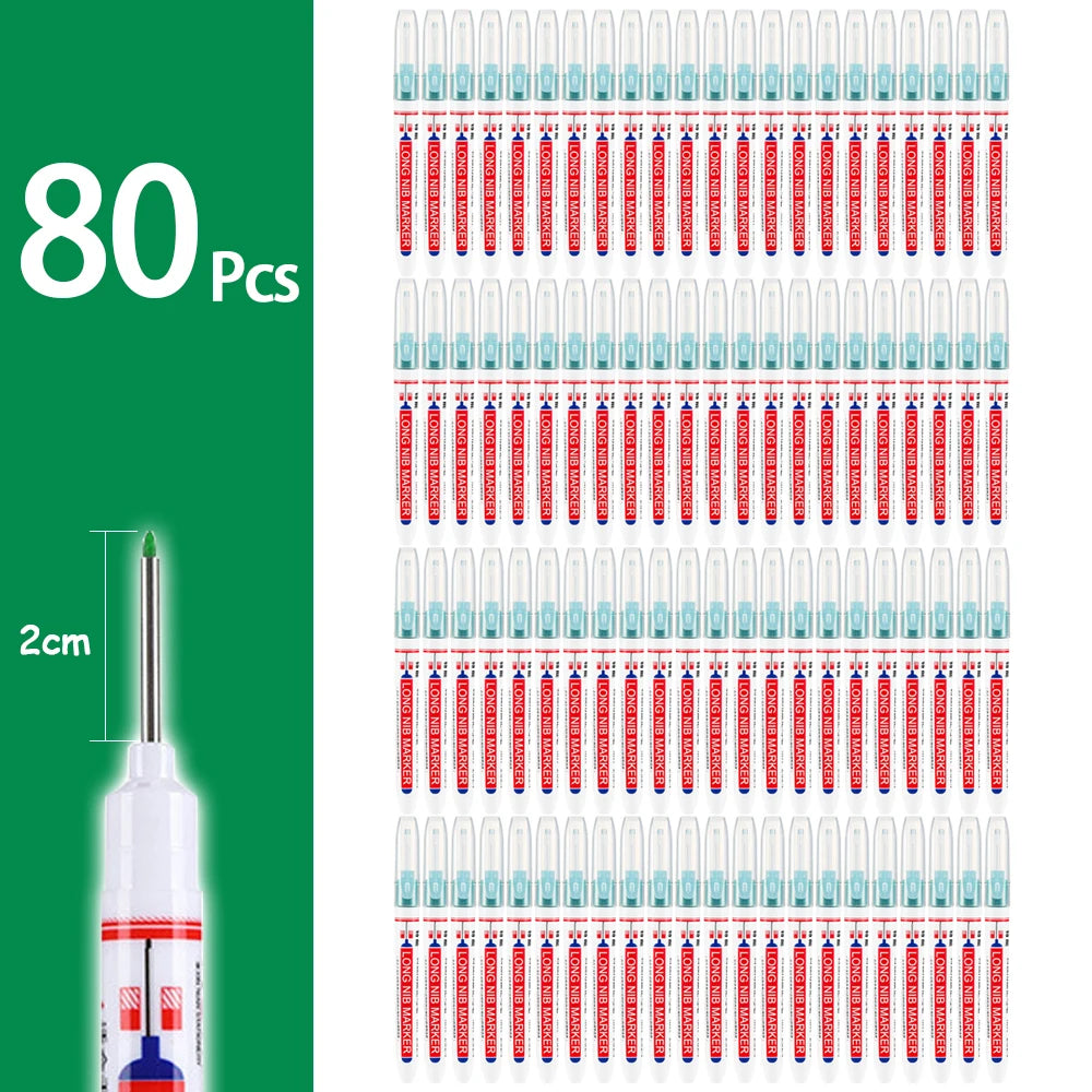 2cm Waterproof Deep Hole Marker Pen - Long Head Carpenter Markers for Metal Woodworking Tools 4-80pcs
