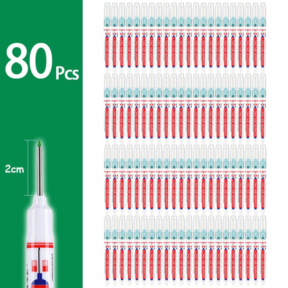 2cm Waterproof Deep Hole Marker Pen - Long Head Carpenter Markers for Metal Woodworking Tools 4-80pcs