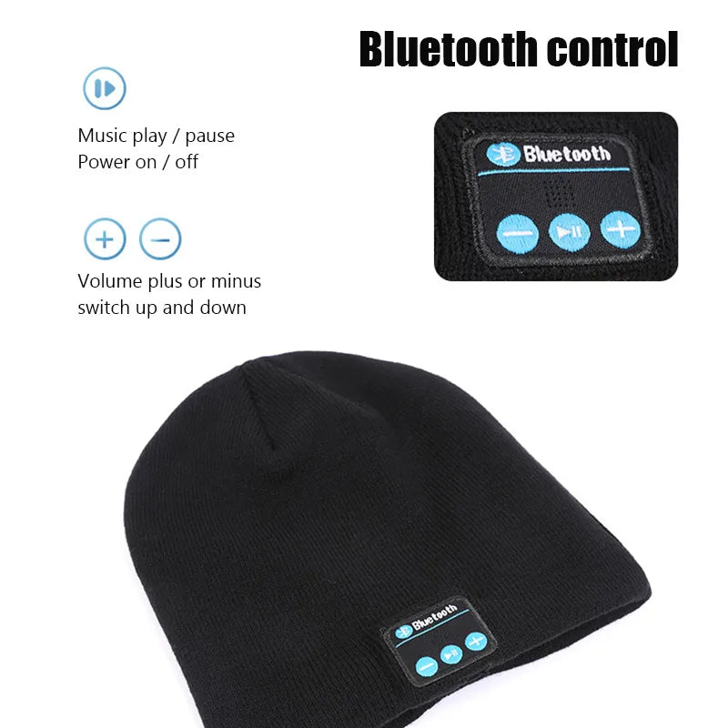 Bluetooth Beanie Hat with Wireless Headphones - Winter Sport Music Cap with Built-in Mic and Speaker, Compatible with Xiaomi, Huawei, Redmi, iPhone