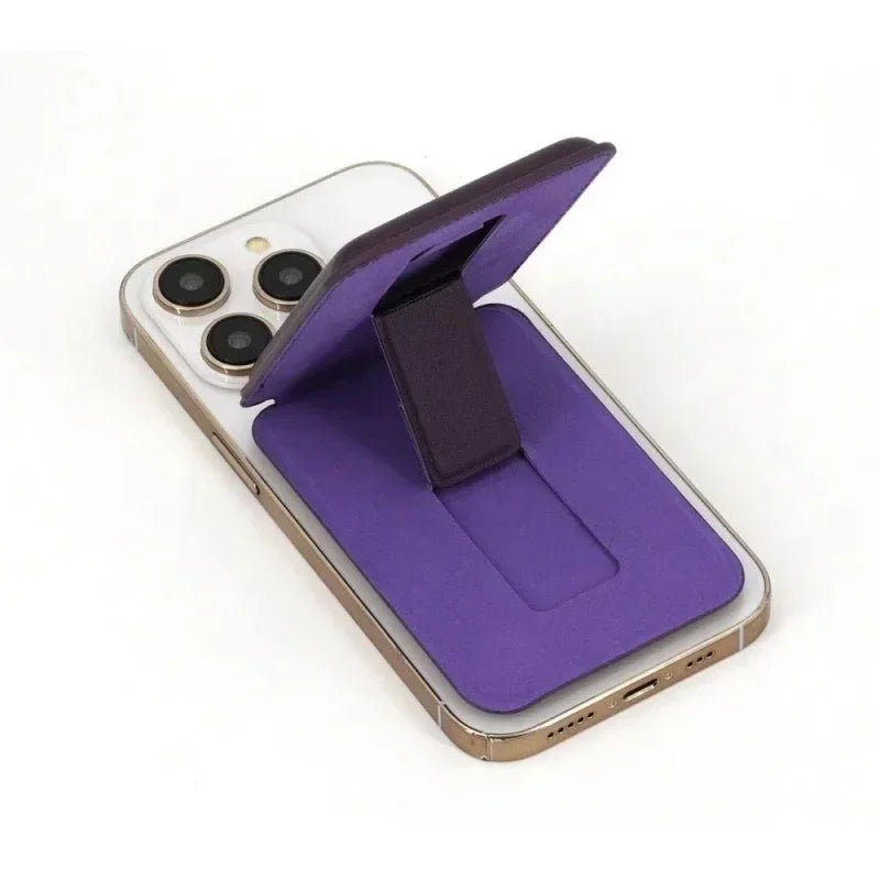 Strong Magnetic Leather Wallet Case with Hidden Stand for MagSafe – Card Holder Cover for iPhone 15 Pro Max, 14 & 13 Pro Max