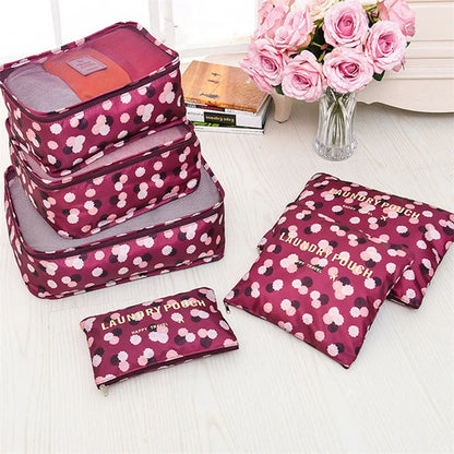 6PCS Travel Storage Bag Set – Clothes Organizer, Wardrobe Pouches & Packing Cubes for Suitcases