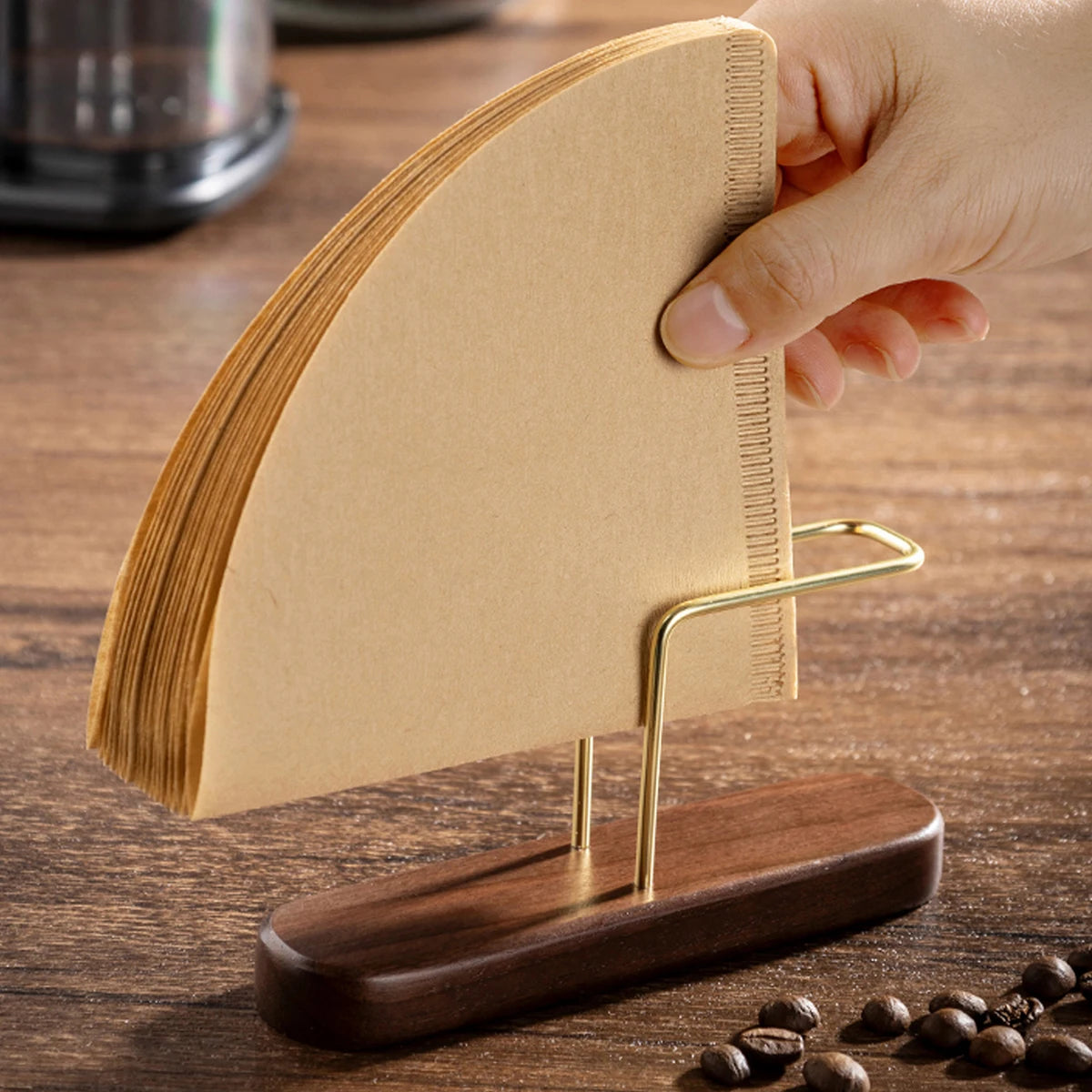 Solid Wood Coffee Filter Paper Holder, Vertical Dustproof Storage Rack for Household Pour Over Filter Papers & Kitchen Organization