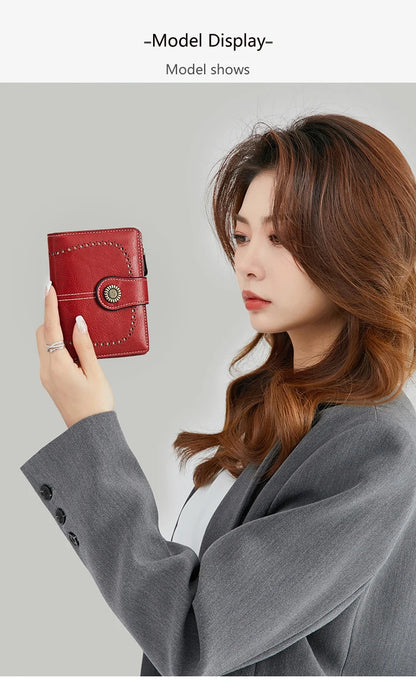 Fashionable Women’s Retro Short Wallet – PU Leather Multifunctional Handbag with Large Capacity, Multi-Card Slot & Coin Pocket